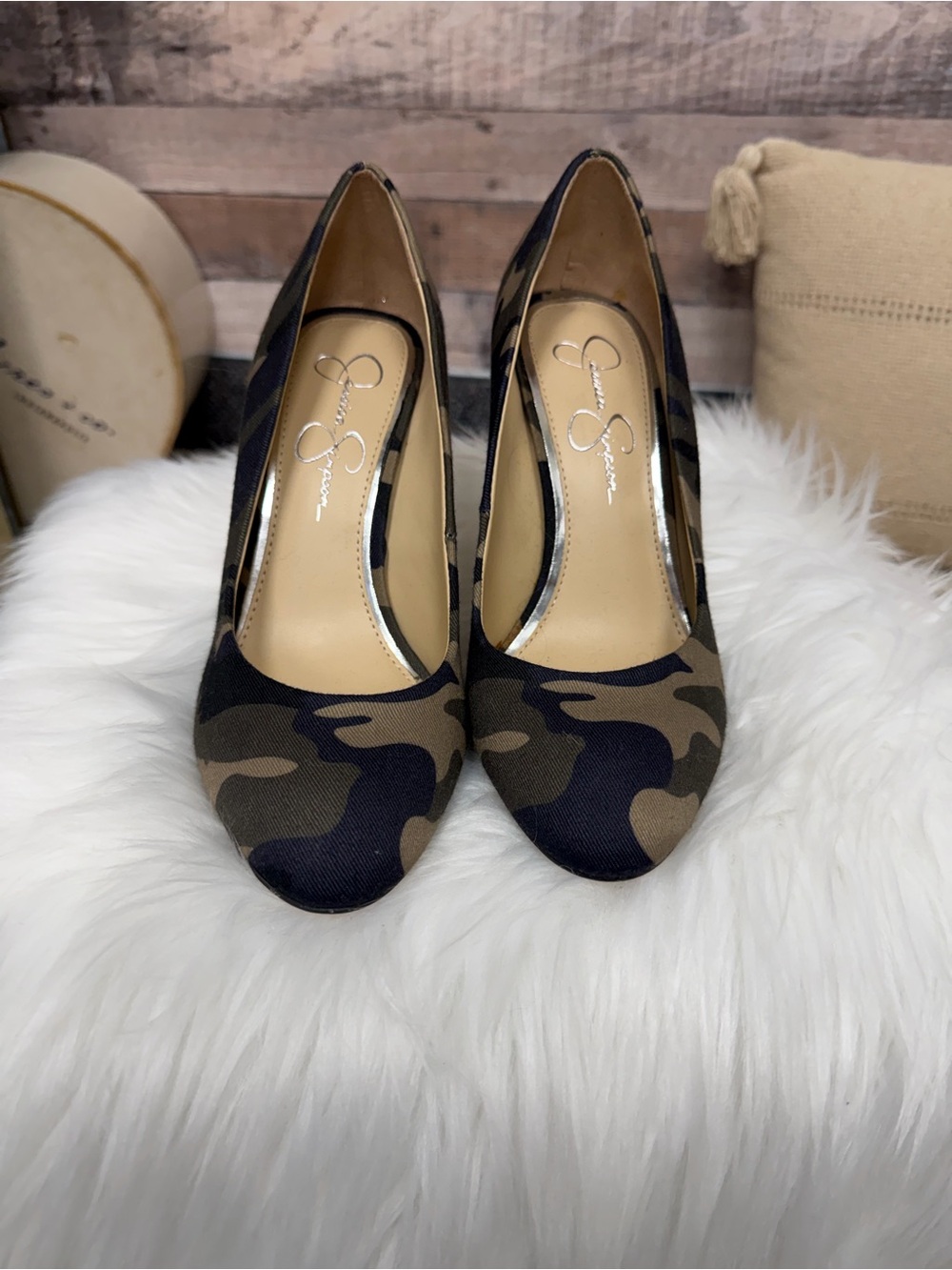 Jessica Simpson Camo Print Stiletto Heels 7.5